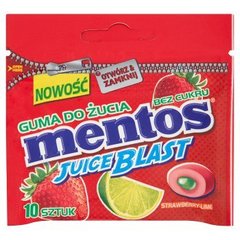 Mentos Juice Blast Truskawka Limonka Guma do żucia bez cukru (10 sztuk)