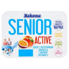 Bakoma Senior Active Jogurt z brzoskwiniami i marakują z wapniem i witaminą D 