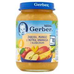 Gerber Jabłka mango z nutką ananasa i kluseczkami po 10 miesiącu