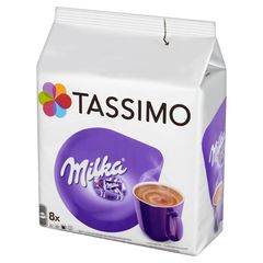 Tassimo Milka Słodzony napój kakaowy w proszku z odtłuszczonym mlekiem w proszku (8 kapsułek)