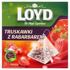 Loyd Herbatka owocowa aromatyzowana o smaku truskawki i rabarbaru 40 g (20 torebek)