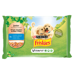Friskies Vitafit Junior Karma dla psów z kurczakiem i marchewką w sosie 400 g (4 x 100 g)
