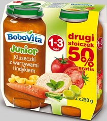 Bobovita Kluseczki z warzywami i indykiem 1-3 lata 250g 1+1 50% GRATIS