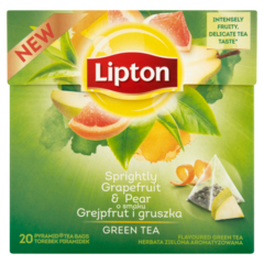 Lipton O smaku Grejpfrut i gruszka Herbata zielona aromatyzowana 30 g (20 torebek)