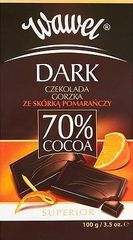 Wawel 70% Cocoa Czekolada gorzka ze skórką pomarańczy