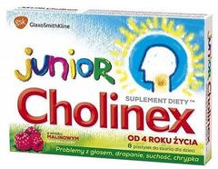 Cholinex Junior o smaku malinowym Pastylki do ssania od 4 roku życia 8 sztuk