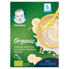 Gerber Organic Kaszka mleczna pszenno-owsiana banan po 6 miesiącu