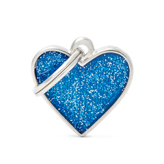 My Family  Heart Glitter Blue - błyszcząca adresówka dla psa
