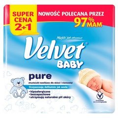 Velvet Baby Pure Chusteczki nawilżane dla dzieci i niemowląt 3 x 64 sztuki
