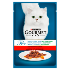 Gourmet Perle Karma dla kotów mini fileciki w sosie z wołowiną i marchewką