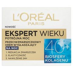 L'Oréal Paris Ekspert Wieku 40+ Przeciwzmarszczkowy krem wygładzający na noc