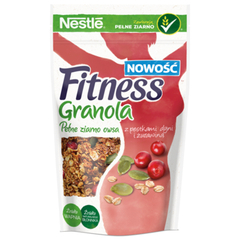 Nestlé Fitness Granola Pełne ziarno owsa z pestkami dyni i żurawiną Płatki śniadaniowe
