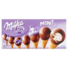 Milka Mini Lody waniliowe z kawałkami czekolady mlecznej w polewie 200 ml (8 sztuk)