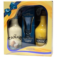 Exellent Liqueurs Zestaw Likier CANARI TOFFIE 16% 350ml+ADVOCAAT DALKOWSKI 16% 350ml+kieliszek