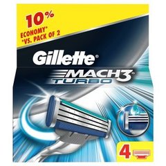 Gillette Mach3 Turbo Ostrza wymienne do maszynki do golenia, 4 sztuki