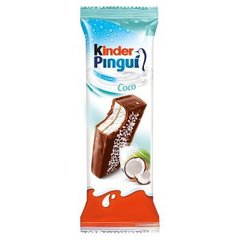 Kinder Pingui Cocco Biszkopt z mlecznym i kokosowym nadzieniem pokryty mleczną czekoladą