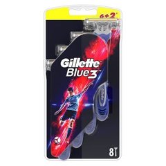 Gillette Blue3 FC Barcelona Jednorazowe maszynki do golenia dla mężczyzn, 6+2 sztuki