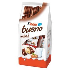 Kinder Bueno Mini Wafel w mlecznej czekoladzie wypełniony mleczno-orzechowym nadzieniem
