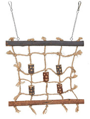 Trixie Sizalowa lina do wspinaczki z drewienkami kwadratowa dla ptaków i gryzoni 27 × 24 cm