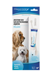 Francodex Zestaw do czyszczenia psich zębów • Szczoteczka i pasta 70 g
