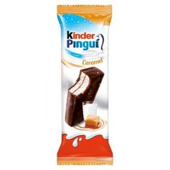 Kinder Pingui Caramel Biszkopt z mlecznym nadzieniem i karmelem pokryty czekoladą deserową