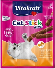 Vitakraft Cat Stick Mini Indyk i jagnięcina Karma uzupełniająca dla kotów (3 sztuki)