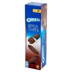 Oreo Crispy & Thin Ciastka kakaowe z nadzieniem o smaku czekoladowym (16 sztuk)