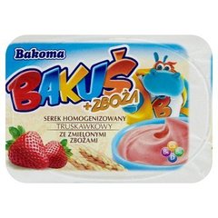 Bakoma Bakuś + Zboża Serek homogenizowany truskawkowy ze zmielonymi zbożami