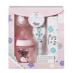 Tommee Tippee Baby Gift Różowy zestaw prezentowy Butelka + akcesoria