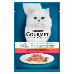 Gourmet Perle Karma dla kotów mini fileciki z pstrągiem w sosie ze szpinakiem