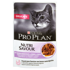Pro Plan PRO PLAN Delicate Nutrisavour Pełnoporcjowa karma dla dorosłych kotów z indykiem w sosie
