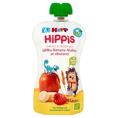 Hipp HiPPiS Jabłka-Banany-Maliny ze zbożami Mus owocowy po 6. miesiącu