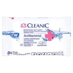 Cleanic Antibacterial Chusteczki odświeżające z płynem antybakteryjnym