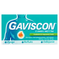 Gaviscon Tabletki do rozgryzania i żucia o smaku mięty 8 sztuk