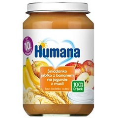 Humana 100% Organic Śniadanko jabłko z bananem na jogurcie z musli po 10. miesiącu