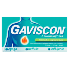 Gaviscon Tabletki do rozgryzania i żucia o smaku mięty 16 sztuk