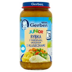 Gerber Junior Rybka z marchewką groszkiem i kluseczkami po 12 miesiącu