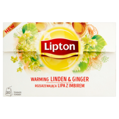 Lipton Rozgrzewająca lipa z imbirem Herbatka ziołowa 26 g (20 torebek)