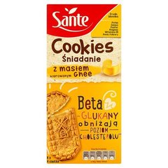 Sante Cookies Śniadanie Ciasteczka zbożowe z masłem klarowanym Ghee (6 x 4 sztuki)