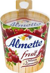 Almette Fruit z wiśnią i żurawiną Puszysty serek twarogowy
