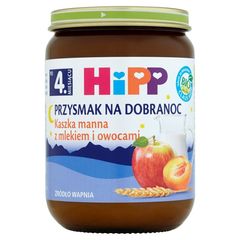 Hipp BIO Przysmak na Dobranoc Kaszka manna z mlekiem i owocami po 4. miesiącu