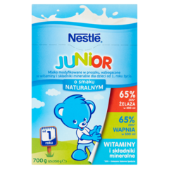 Nestlé Junior Mleko modyfikowane dla dzieci od 1. roku życia o smaku naturalnym 700 g (2 x 350 g)