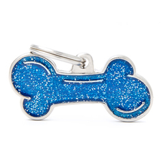 My Family  Bone Glitter Blue Big - błyszcząca adresówka dla psa