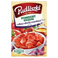 Pudliszki Pomidory krojone z oliwą z oliwek i czosnkiem