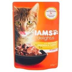 Iams Delights z Apetycznym Kurczakiem Oraz Indykiem w Sosie