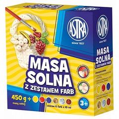 Astra Masa solna 450g+ 6 farb   (3 kolory farb plakatowych i 3 kolory farb metalicznych)