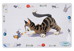 Trixie Podkładka pod miski biała 44 x 28 cm z kolorowym kotkiem