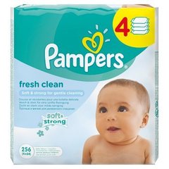 Pampers Fresh Clean Chusteczki dla niemowląt, 4 x 64 sztuki