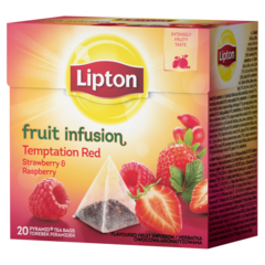 Lipton Fruit Infusion Temptation Red Strawberry & Raspberry Herbatka owocowa 50 g (20 torebek)