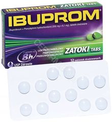 Ibuprom Zatoki lek przeciwbólowy tabletki drażowane